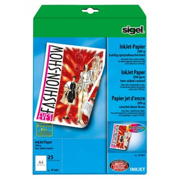  Sigel Inkjet Fotopapier Professional; hochweiß; DIN A4; 200 g/qm; spezialbeschichtet; Inkjetdrucker; beidseitig bedruckbar 