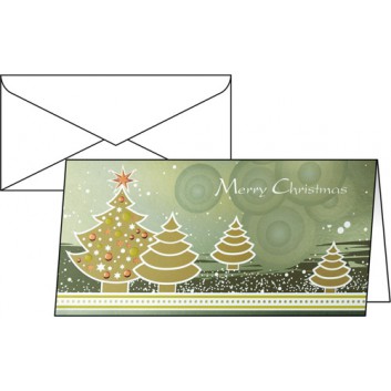  Sigel Weihnachts-Faltkarte, Premium; DIN lang, quer; Forest; DS348; Colorprägung, Metallic-Effekt; 220 g/qm 