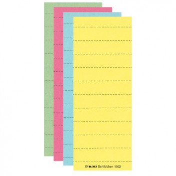  LEITZ Blanko-Schildchen; 60 x 14 mm; verschiedene Farben; Karton; 190g/qm; mit Perforation, 3-fach beschriftbar 