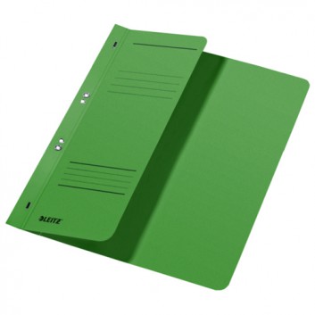  LEITZ Ösenhefter; grün; für DIN A4; Manila-Karton; 250 g/qm; für ca. 170 Blatt; 1/2 Vorderdeckel, mit Organisationsdruck; mit 8 cm Lochung, geöst 