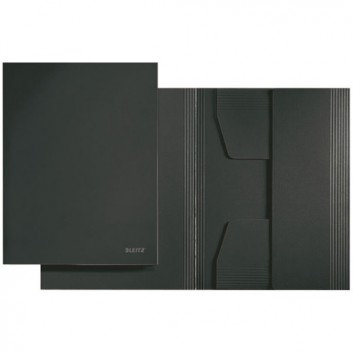  LEITZ Jurismappe; schwarz; für DIN A4; 100% recycelter Pendarec-Karton 430 g/qm; ca. 250 Blatt; 3 Klappen, Liniendruck auf dem Deckel 