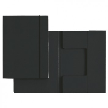  LEITZ Dokumentenbox; schwarz; für DIN A4; Hartpappe; ca. 180 Blatt; Gummizug längs über den Vorderdeckel; 3 Klappen 