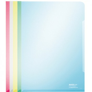  LEITZ Sichthülle Super Premium; für DIN A4; Verschieden Farben; glasklar; oben und rechte Seite offen; dokumentenecht; PVC-Hartfolie; 0,15 mm 