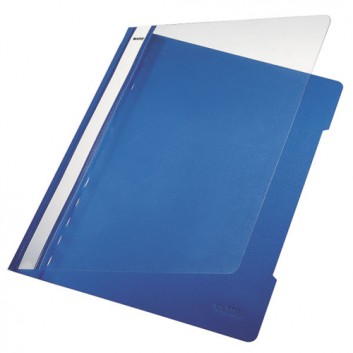  LEITZ Schnellhefter Standard; blau; für DIN A4; reissfeste PVC - Folie; ca. 120 Blatt; transparenter Vorderdeckel; Greifausschnitt am Rückendeckel 