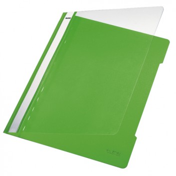  LEITZ Schnellhefter Standard; hellgrün; für DIN A4; reissfeste PVC - Folie; ca. 120 Blatt; transparenter Vorderdeckel 