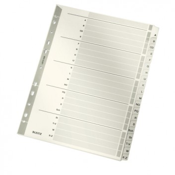  LEITZ Buchstabenregister A - Z; grau; 225 x 297 mm (für DIN A4); Buchstaben A - Z; Karton 160 g/qm; Eurolochung; 20 Blatt 