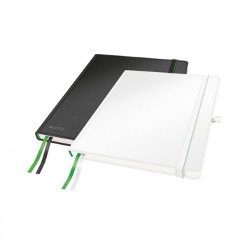  LEITZ Notizbuch, iPad-Größe; weiß/(rot)/schwarz/sortiert; kariert, 80 Blatt, 96 g/qm; Lederoptik 