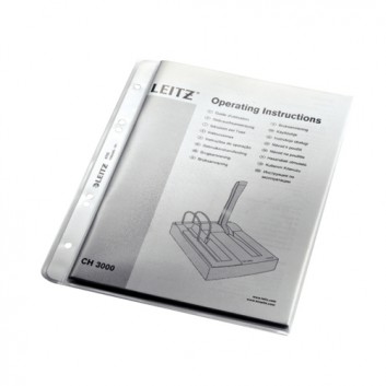  LEITZ Prospekthülle Premium; für DIN A5; farblos; genarbt; oben offen; dokumentenecht; recycelbares Polypropylen; 1,13 mm; 4-fach Lochung 
