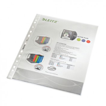  LEITZ Prospekthülle Standard; für DIN A4; farblos; genarbt; oben offen; dokumentenecht; 0,085 mm; recycelbares Polypropylen; 0,085 mm 