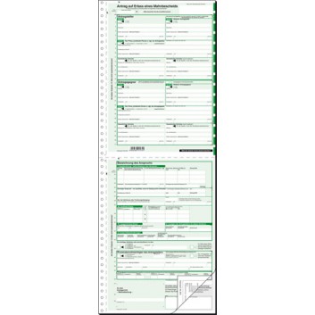  Sigel Mahnbescheid für maschinelle Bearbeitung; 210 x 297 mm (DIN A4); grün-weiß; Selbstdurchschreibend; 2 x 2 Blatt 