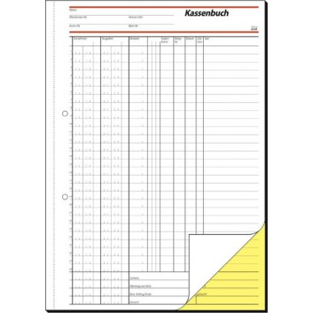  Sigel Kassenbuch; 210 x 297 mm (DIN A4); weiß, Kopie gelb; Selbstdurchschreibend; 2 x 40 Blatt; Für EDV Erfassung; SD056 