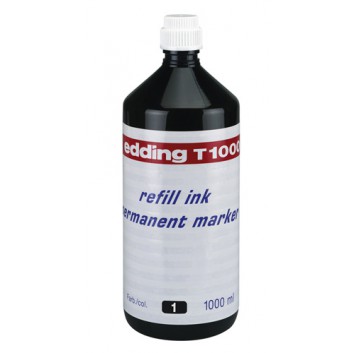  edding T1000 Nachfülltinte für Permanentmarker; schwarz; permanente, geruchsarme Tinte; 1000 ml; Kunststoffflasche; für alle Edding Permanentmarker 