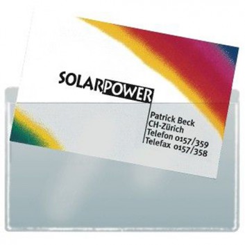  Sigel Visitenkarten-Taschen; transparent; glasklare Folie; PP; selbstklebende Rückseite; 90 x 55 mm (B x H); 100 Hüllen pro Pack 